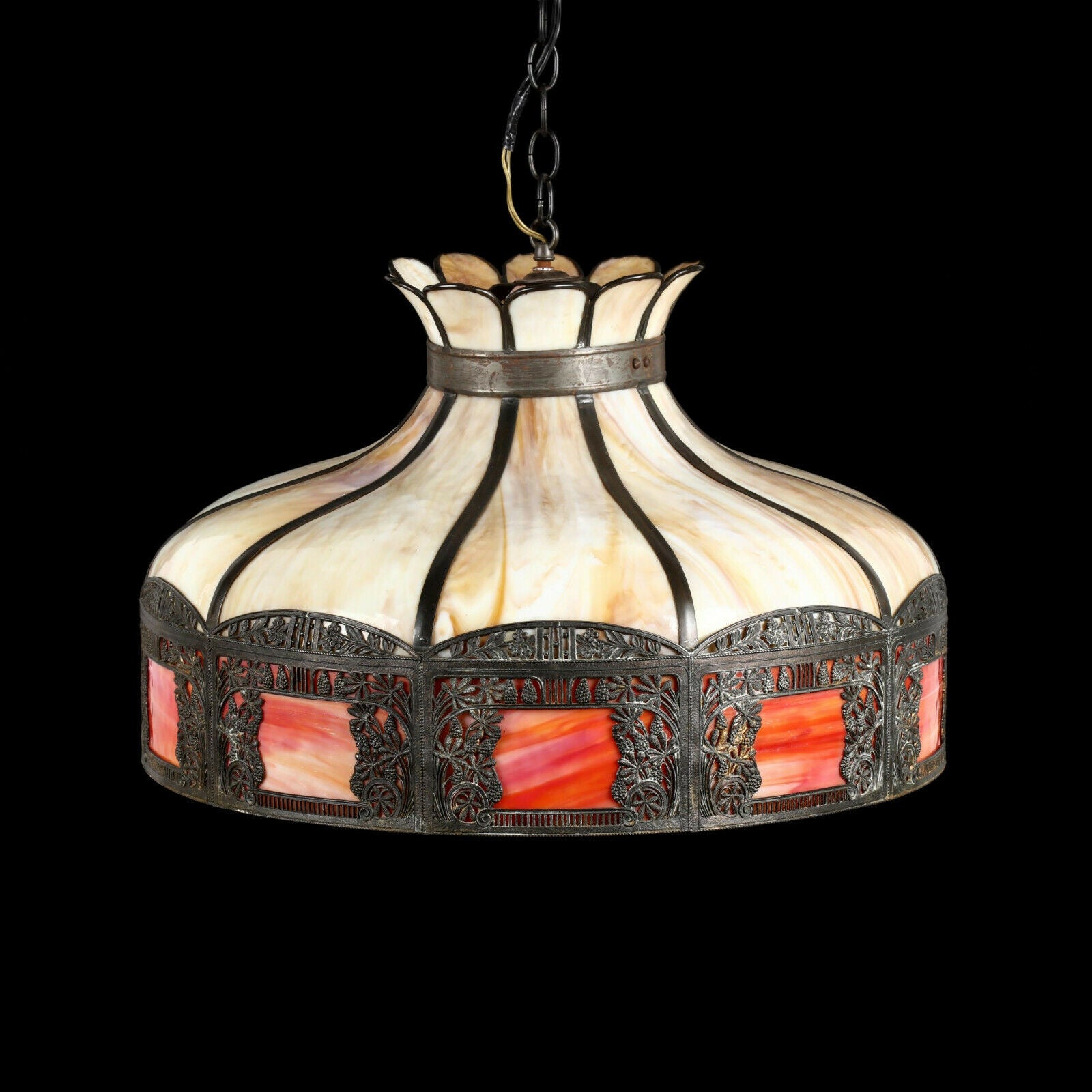 slag glass hanging light