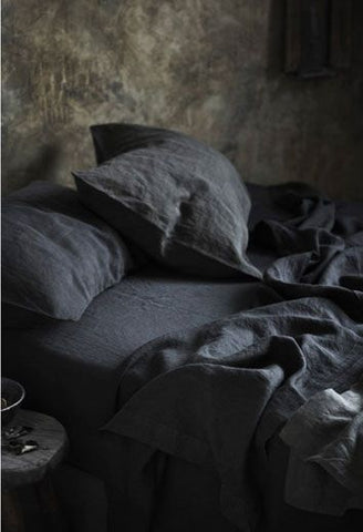 Black linen bedding