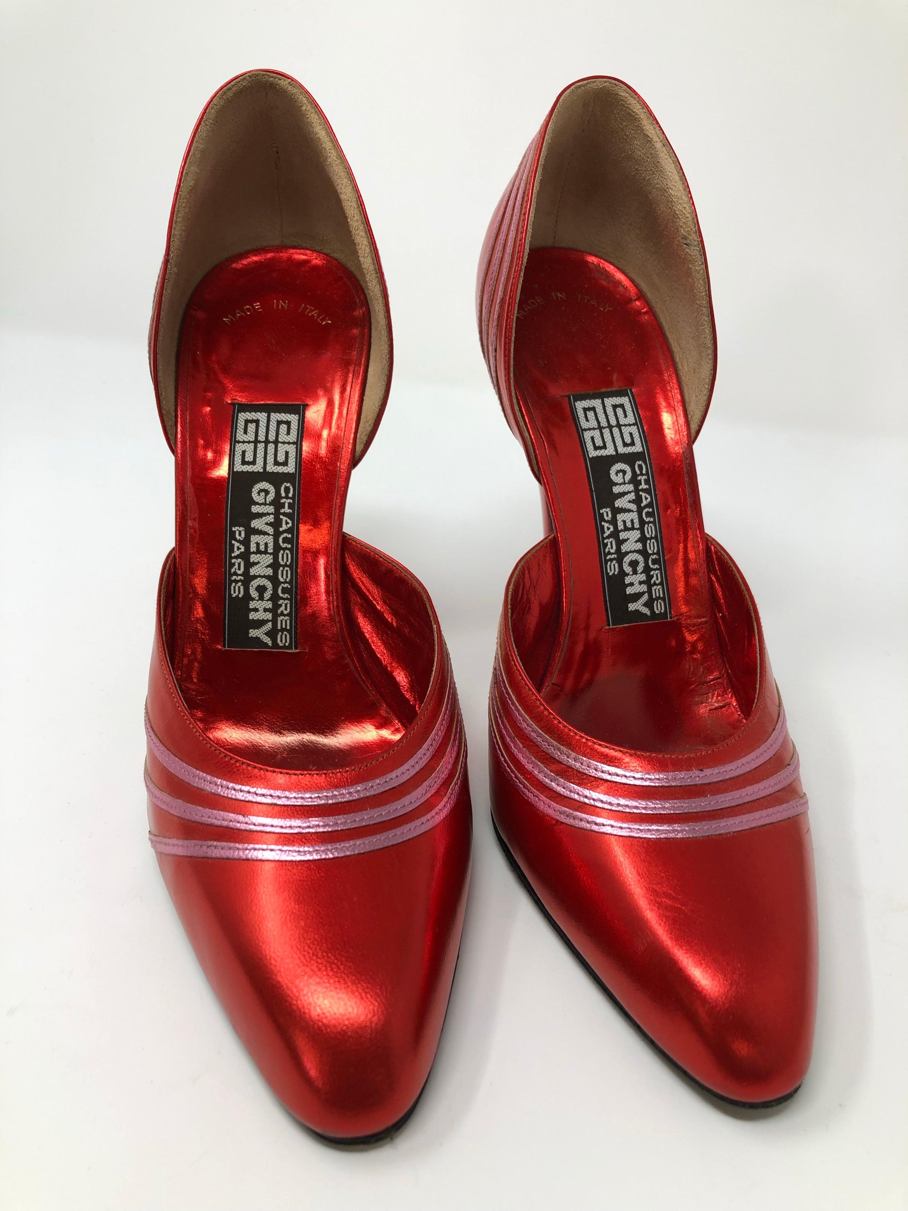 Givenchy Vintage Metallic Red Leather Shoes Size 6M (UK4) – Ava & Iva