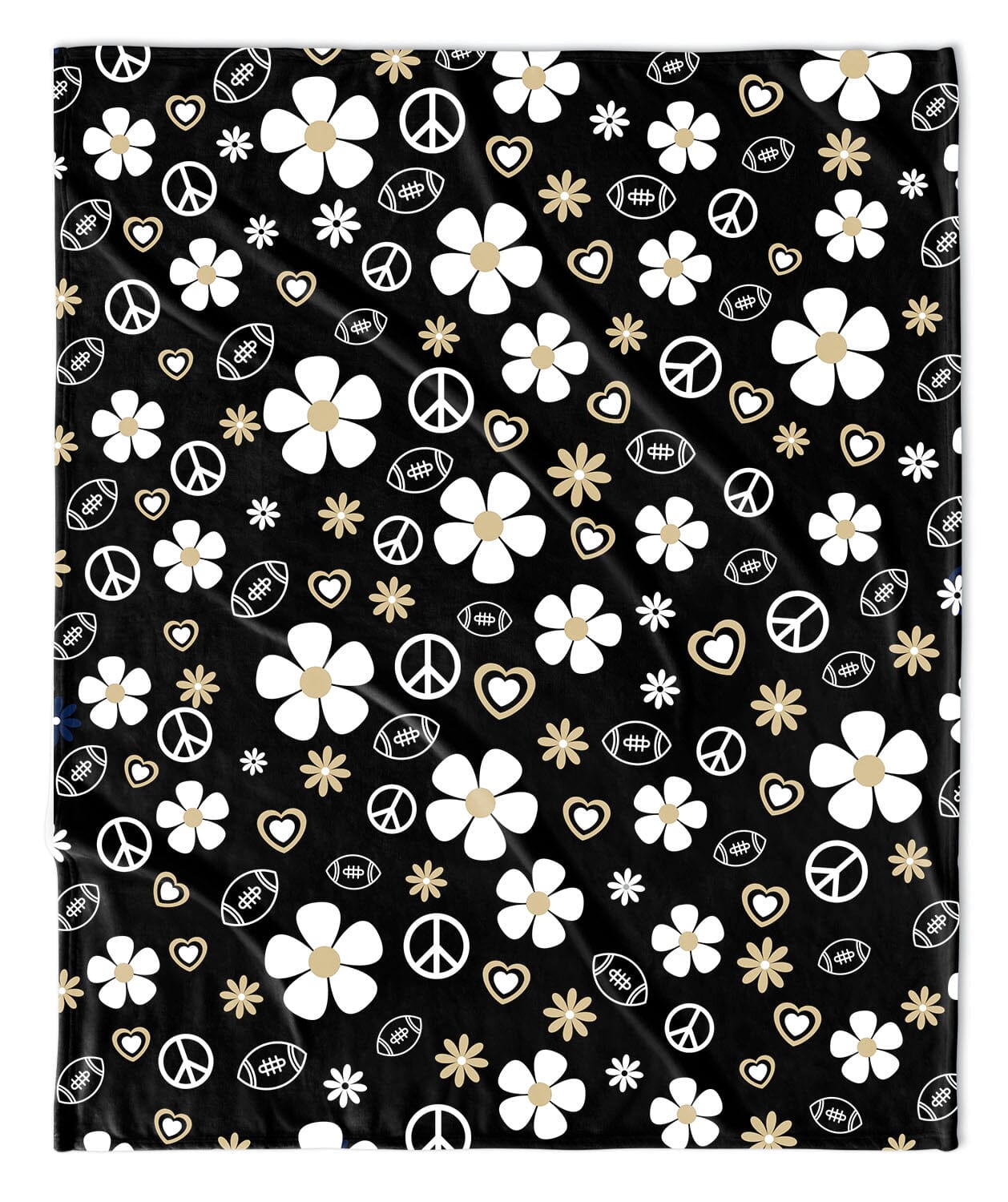 BLACK AND GOLD FLOWER POWER FOOTBALL BLANKET - Highway 3 product image