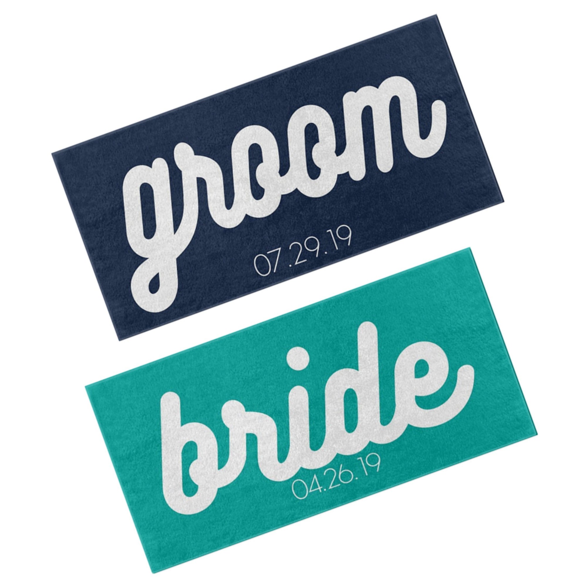 bride and groom beach towels