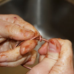 Rubbing ketchup on copper jewelry