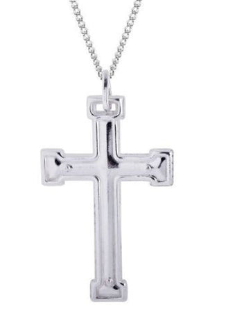 Men's Sterling Silver Large Tubular Religious Cross Charm Pendant Neck ...