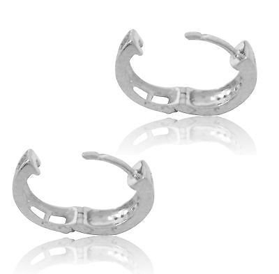 Sterling Silver Diamond Huggie Huggy Hoops Hoop Earrings 13x4mm