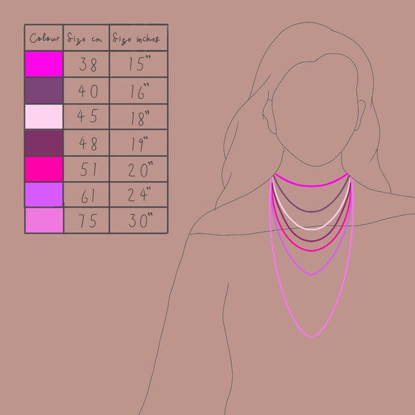 Size guide for necklace chains 