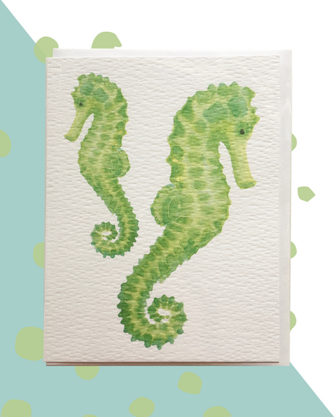 Watercolor Seahorse Card and Stationery