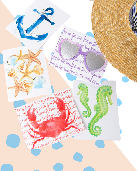 Ocean Animals and Beach Cards