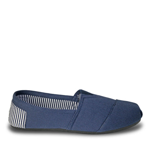 Women's Kaymann Canvas Loafers - Navy Blue Striped Heel