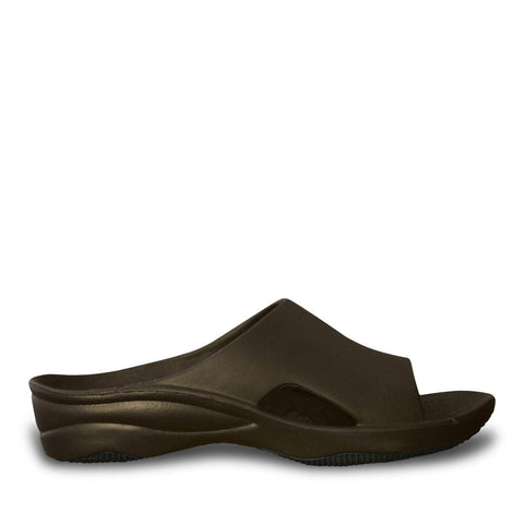 Women's Premium Slides - Dark Brown with Black