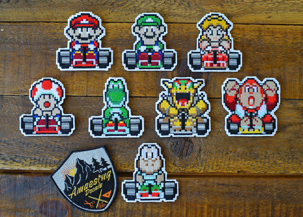 Mario Kart 8 Bit Pixel 3 Velcro Limited Patches