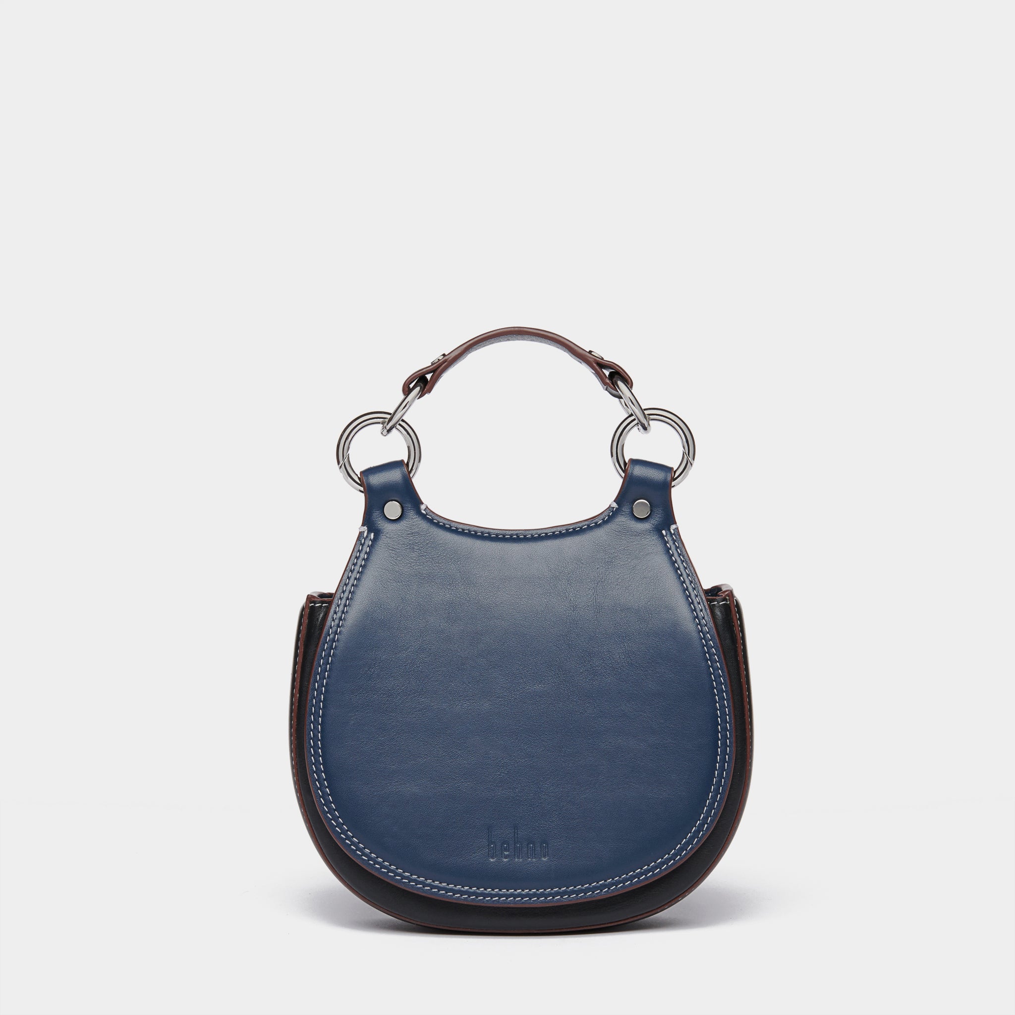 navy saddle bag