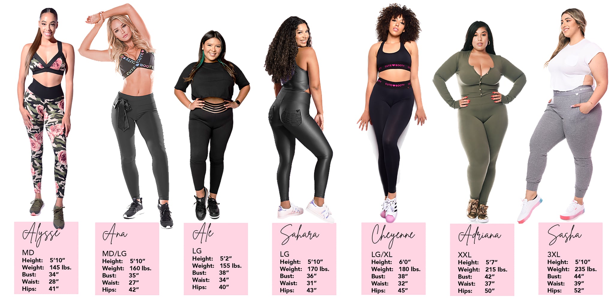 Sizing & Style Guide – Cute Booty Lounge