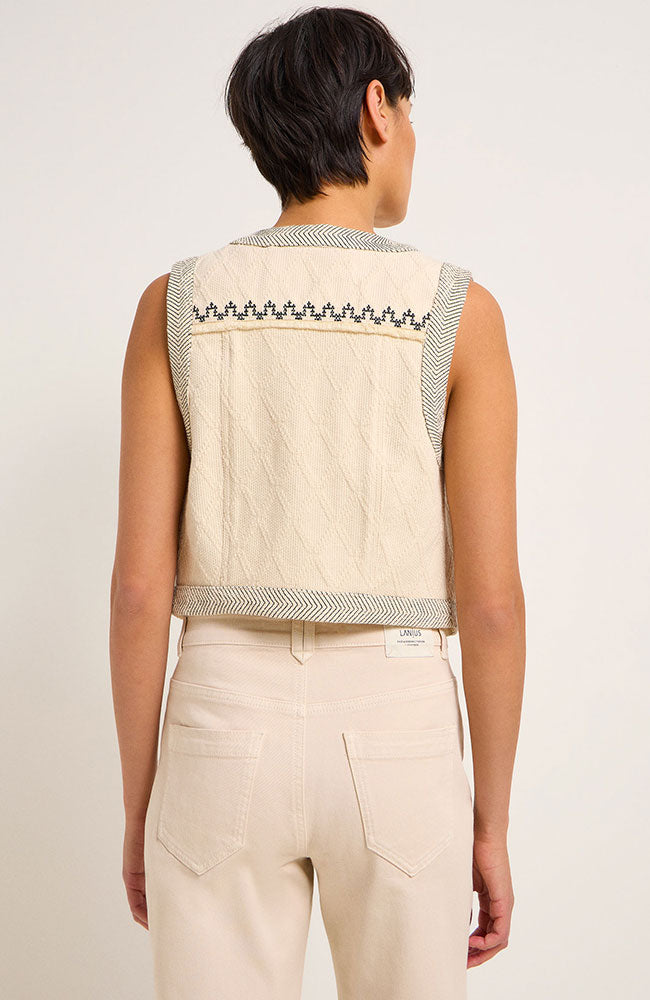 Vest Geborduurd Beige 6