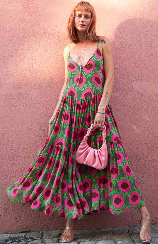 Maxi Jurk Dinas Roze & Groen 2