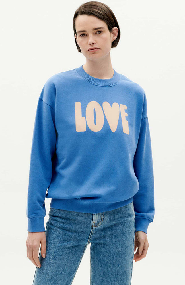 Pullover Liebe Ecru Blau 1