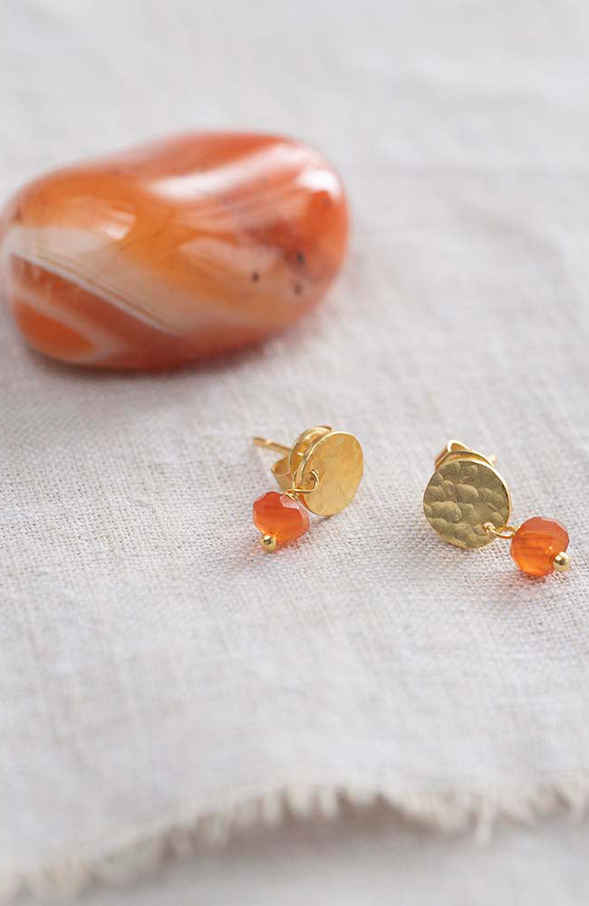 Ohrringe Mini Coin Karneol Gold Orange 2
