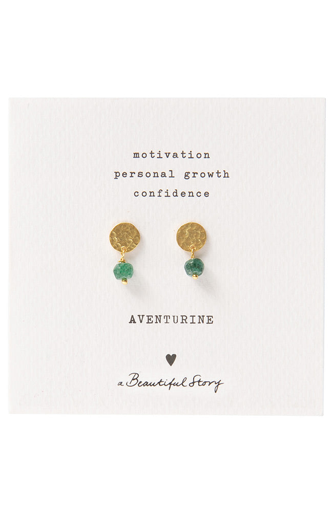 Earrings Mini Coin Aventurine Gold Green 1