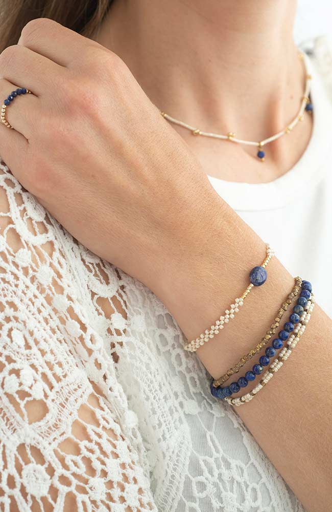 Armband Emotion Lapis Lazuli Goud Blauw 2