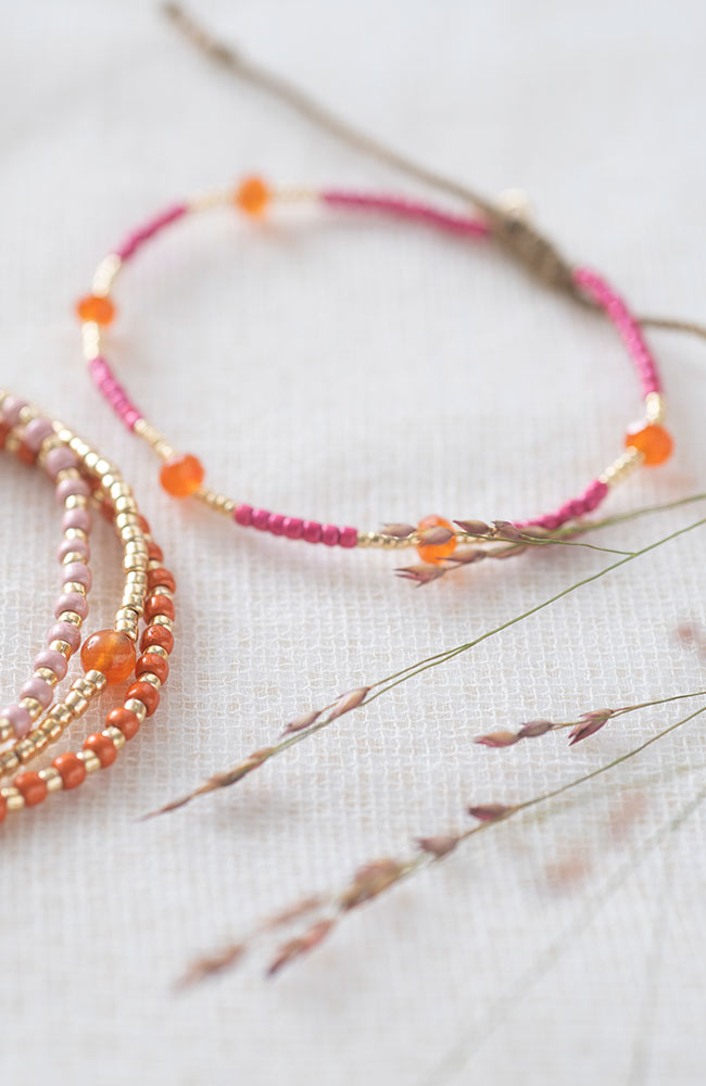 Armband Warrior Carnelian Gold Rosa & Orange 3