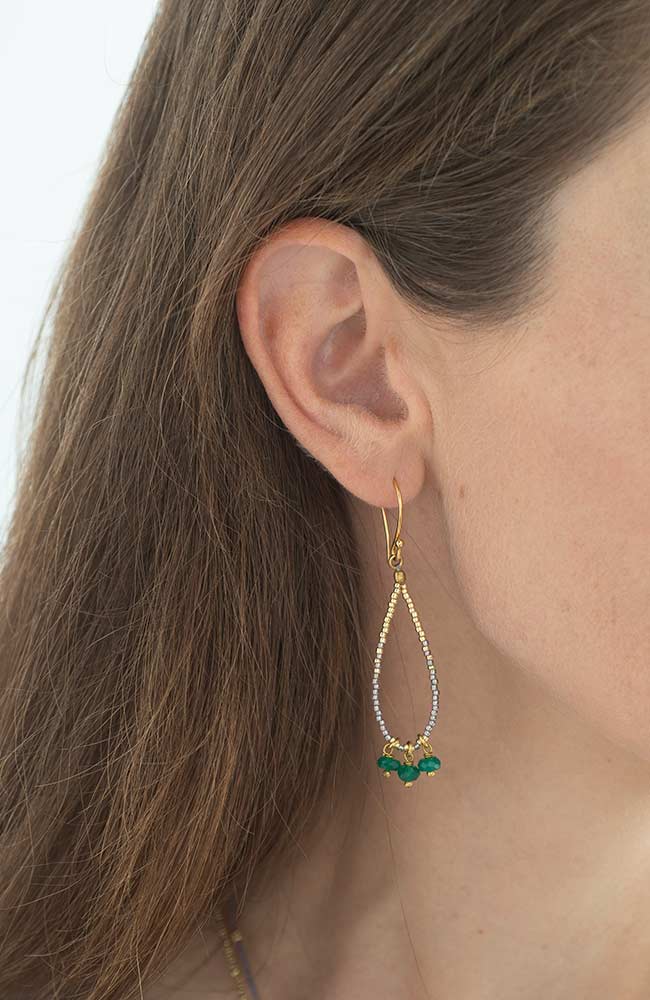 Earrings Becoming Aventurine Gold Green 2