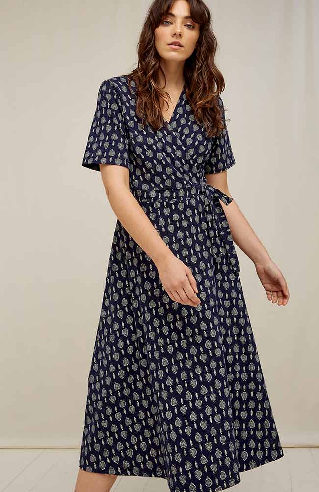 Wrap Dress Riya Blue With Pattern 1