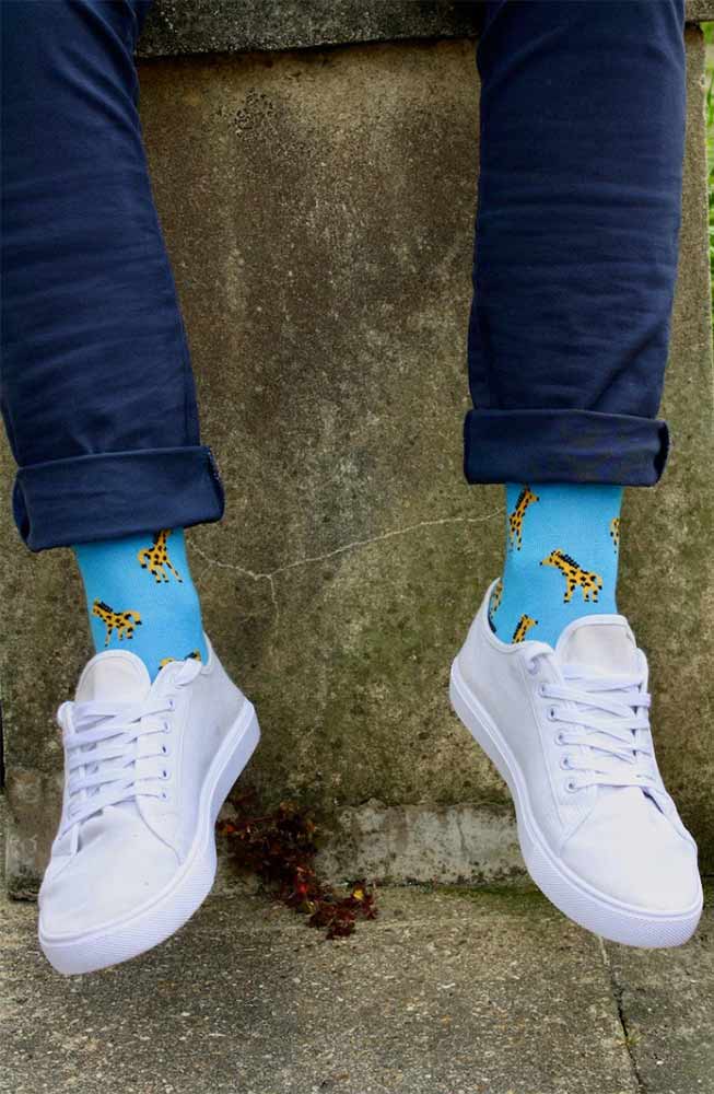 Giraffe Socks Blue 1