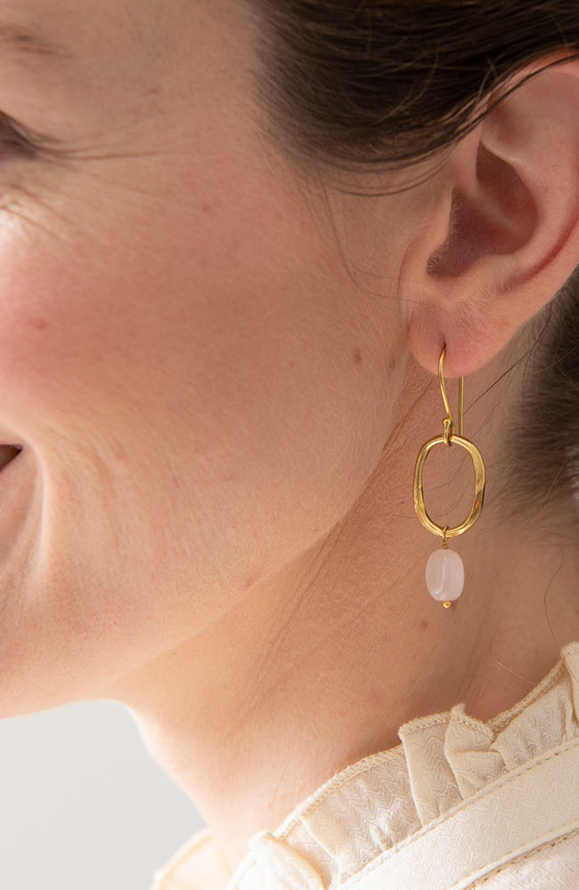 Earrings Graceful Rose Quartz Gold 1
