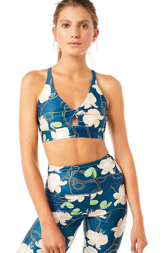 Sporthose Blumen Blau 1