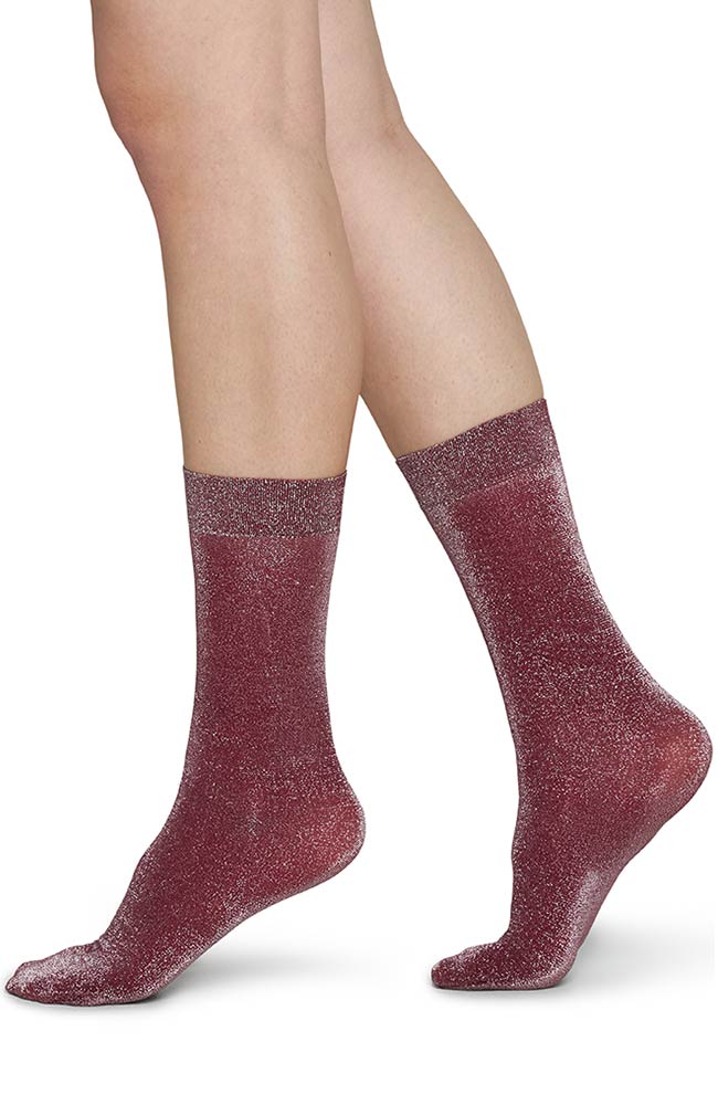 Socken Glitzer Weinrot 1