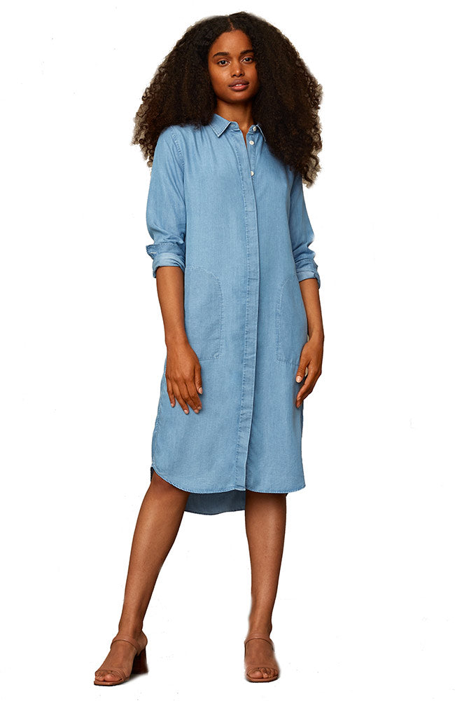 Blousejurk Priscilla Chambray Tencel Blauw 2