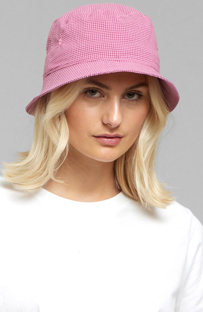 Bucket Hat Seersucker Pink 2
