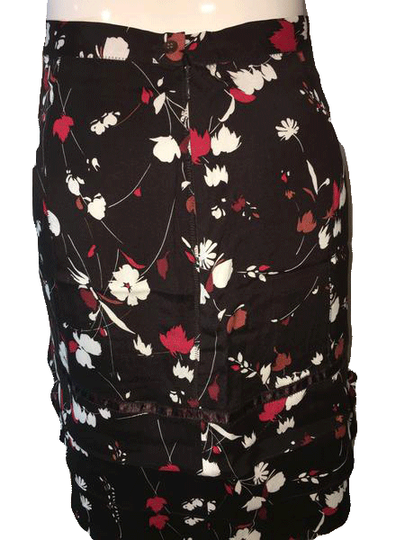 Anne Klein Black Silk Skirt with Floral Print Size 12 SKU 000094 ...