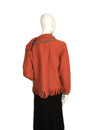 Hearts of Palm 100% Wool Orange Jacket with Large Buttons and Attached Matching Scarf Size S SKU 000124