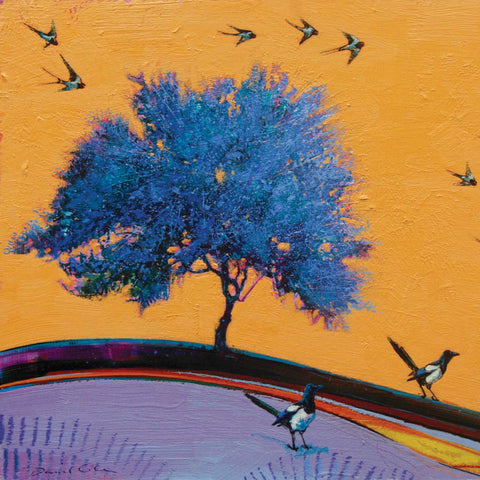 Two Magpies, some Swallows and a Single Blue Tree by Daniel Cole