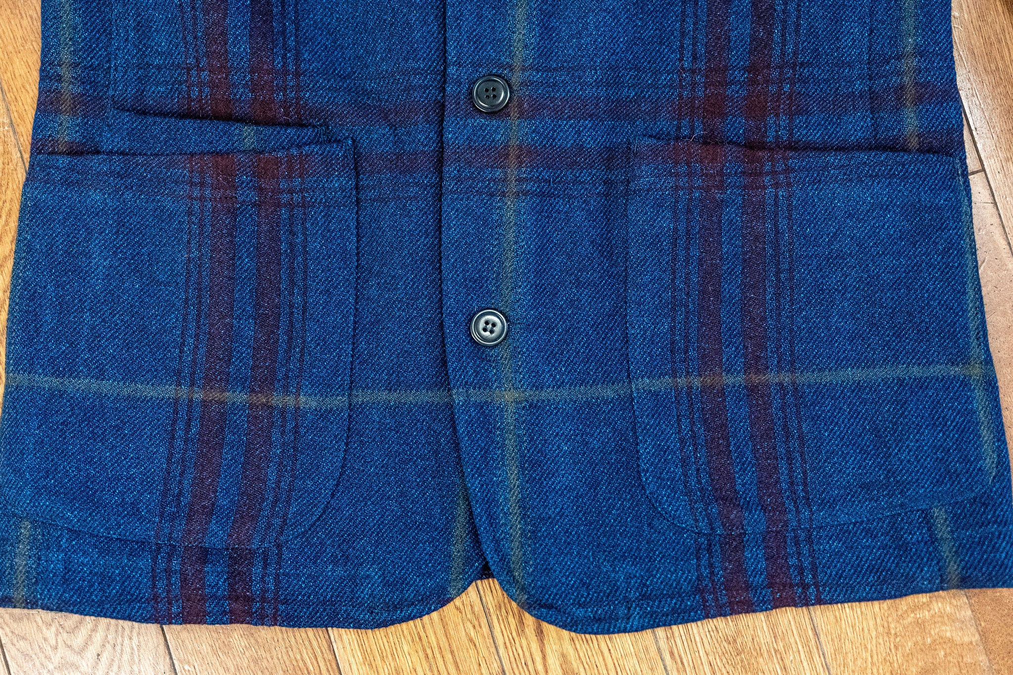 C.O.F. Studio Brewer Jacket Indigo Tartan Plaid - Military Wash