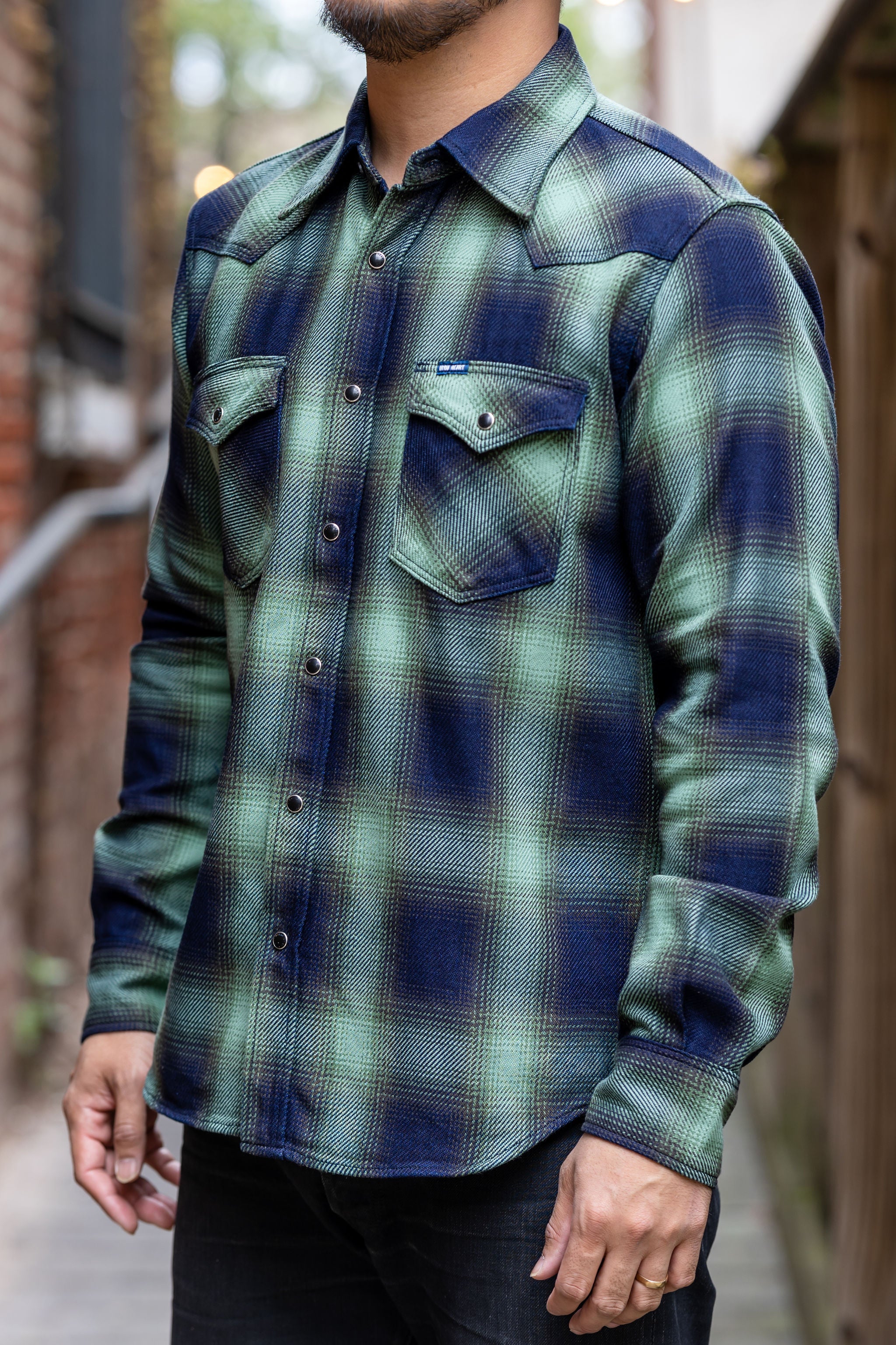NH X WIND AND SEA . OMBRE CHECK SHIRT LS-