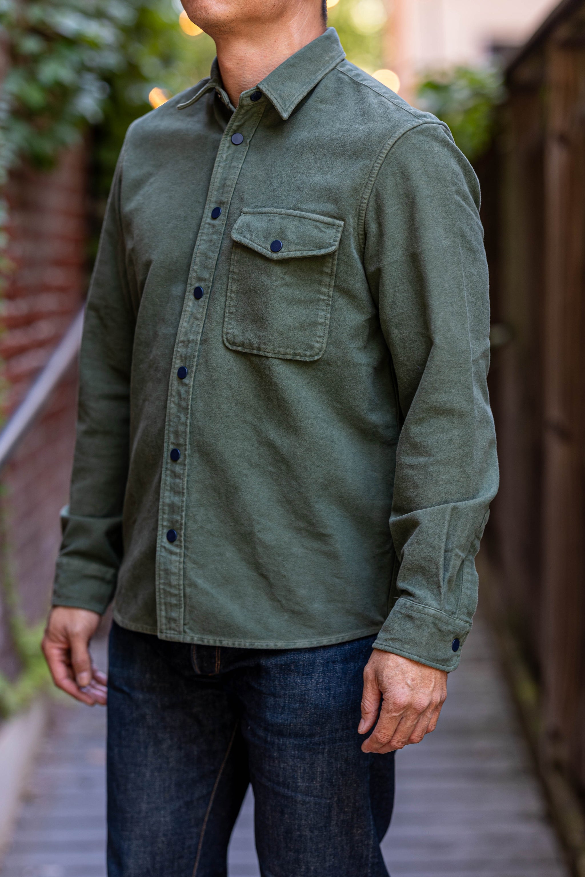 . Studio Overshirt - Soft Moleskin Army Green - Franklin & Poe