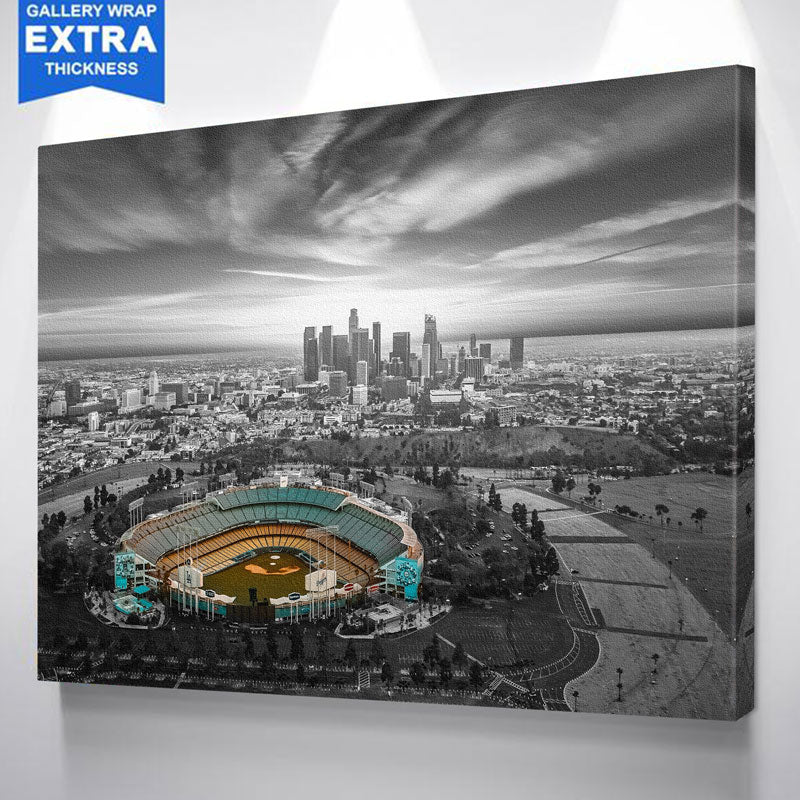 Black White Blue Chavez Ravine Canvas Zapwalls