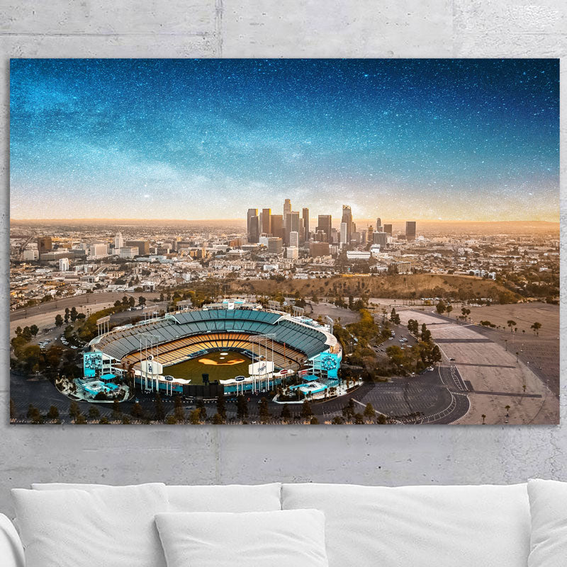 Dodger Stadium Canvas, LA Skyline Printed on Canvas, Los Angeles skyli