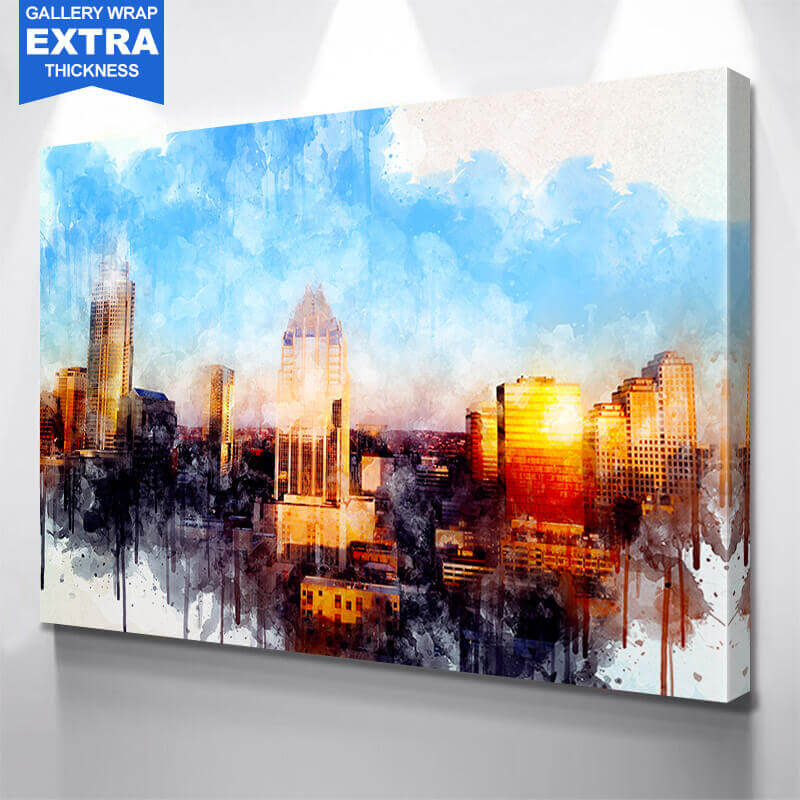 Austin Watercolor Skyline Wall Art Zapwalls