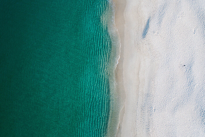 Aerial Half White Sand Beach Ocean Wall Art