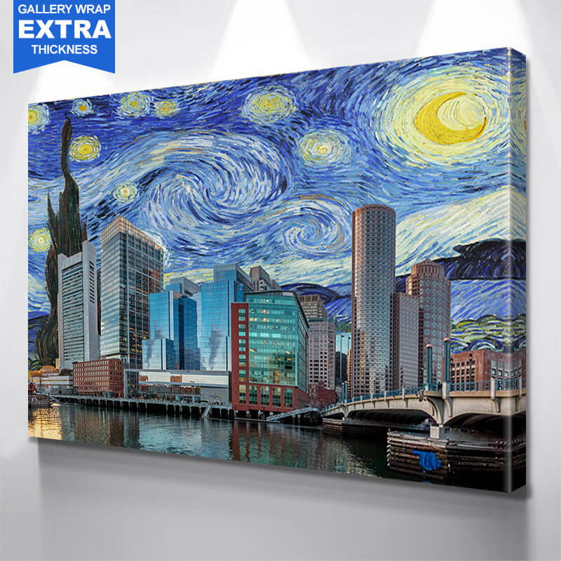 Starry Night Boston Skyline Wall Art Zapwalls