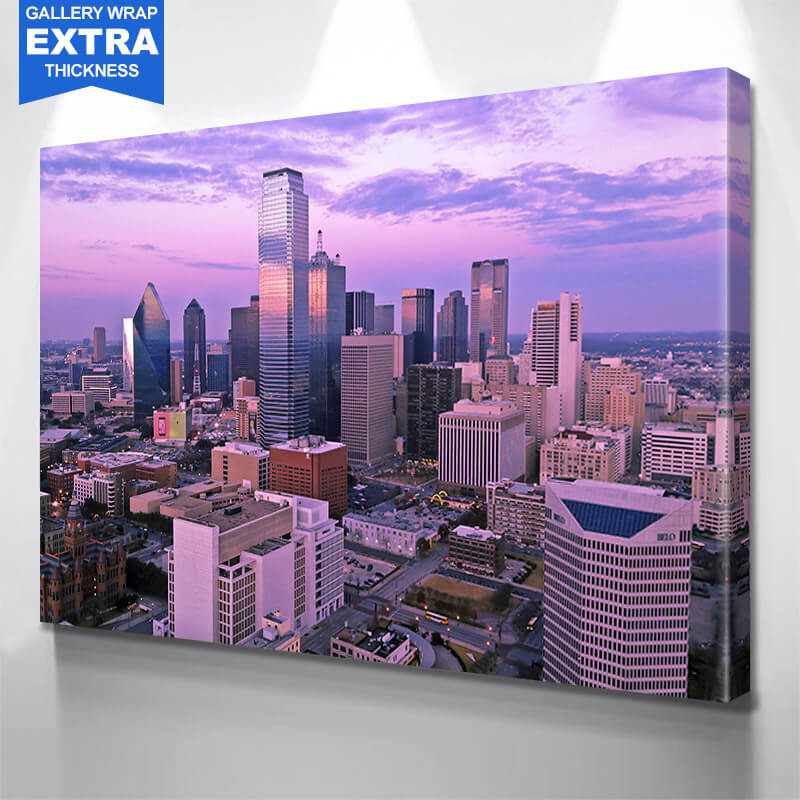 Pink Aerial Dallas Skyline Wall Art Zapwalls