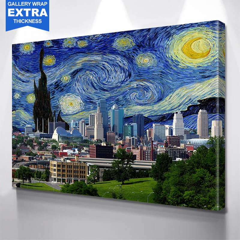 Kansas City Perfect Day Skyline Photography Wall Art Zapwalls