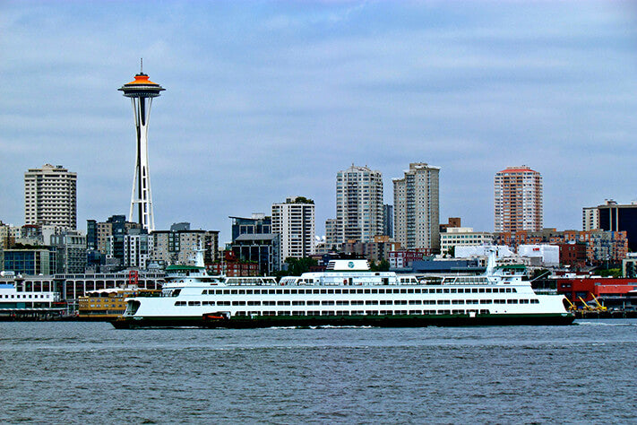 Seattle Sunny Ferry Skyline Wall Art - Zapwalls