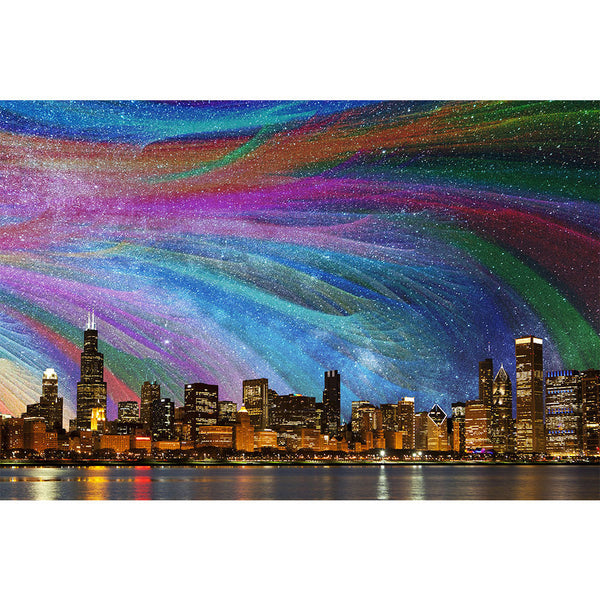 Color Abstract Chicago Skyline Wall Graphic - Zapwalls