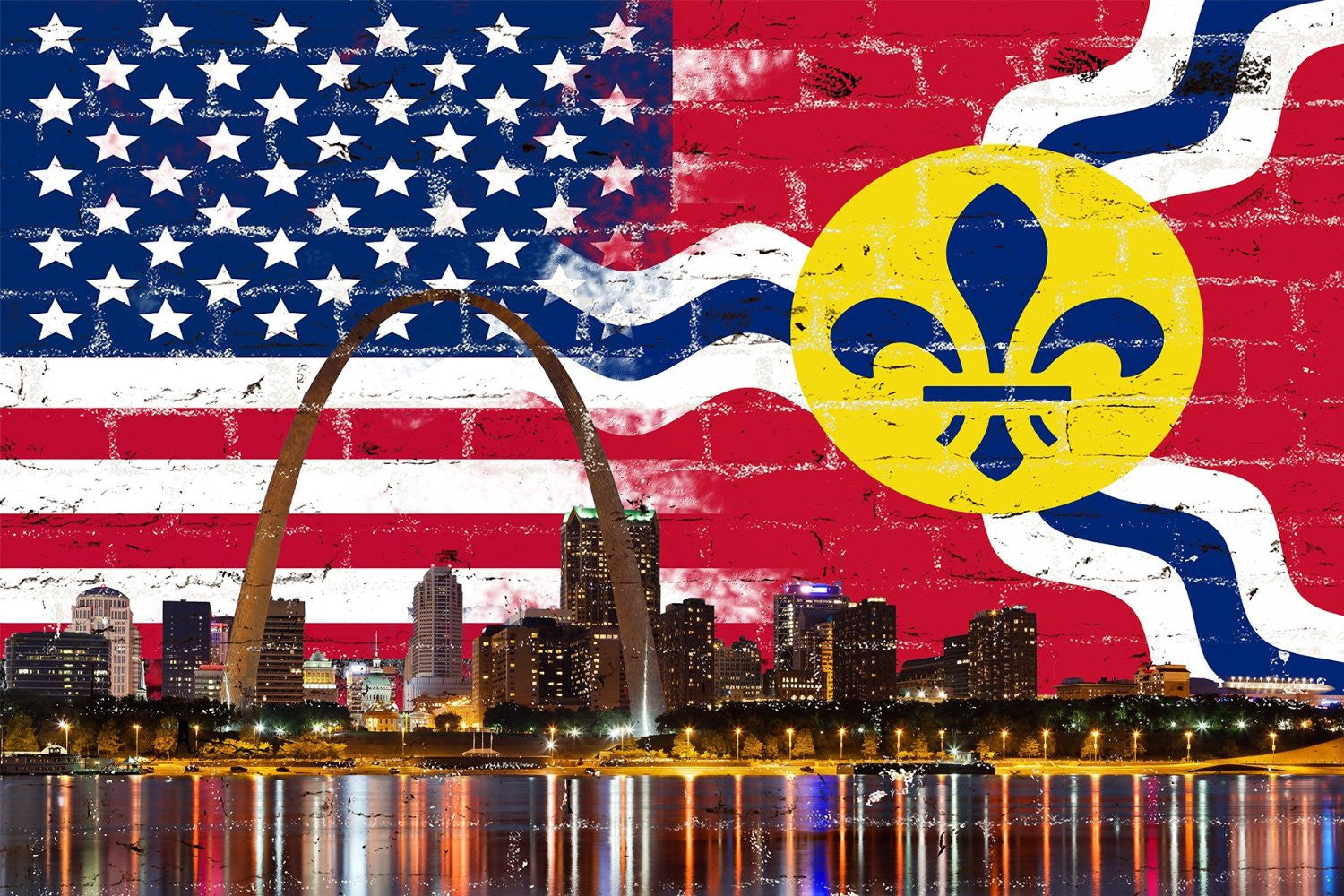 St. Louis Flag & American Skyline - Zapwalls