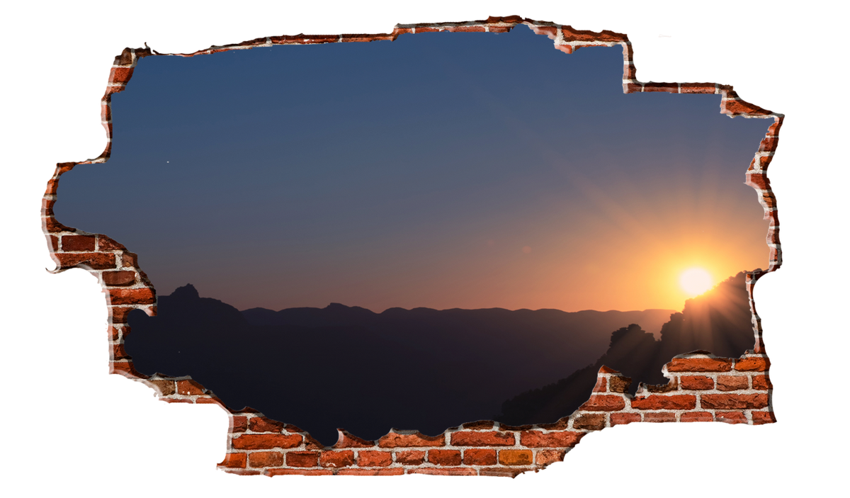 Sunset Cliff 3d Wall Art Broken Wall 3d Wall Stickers Wall Sticker