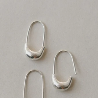 Sterling Safety Pin Hoops