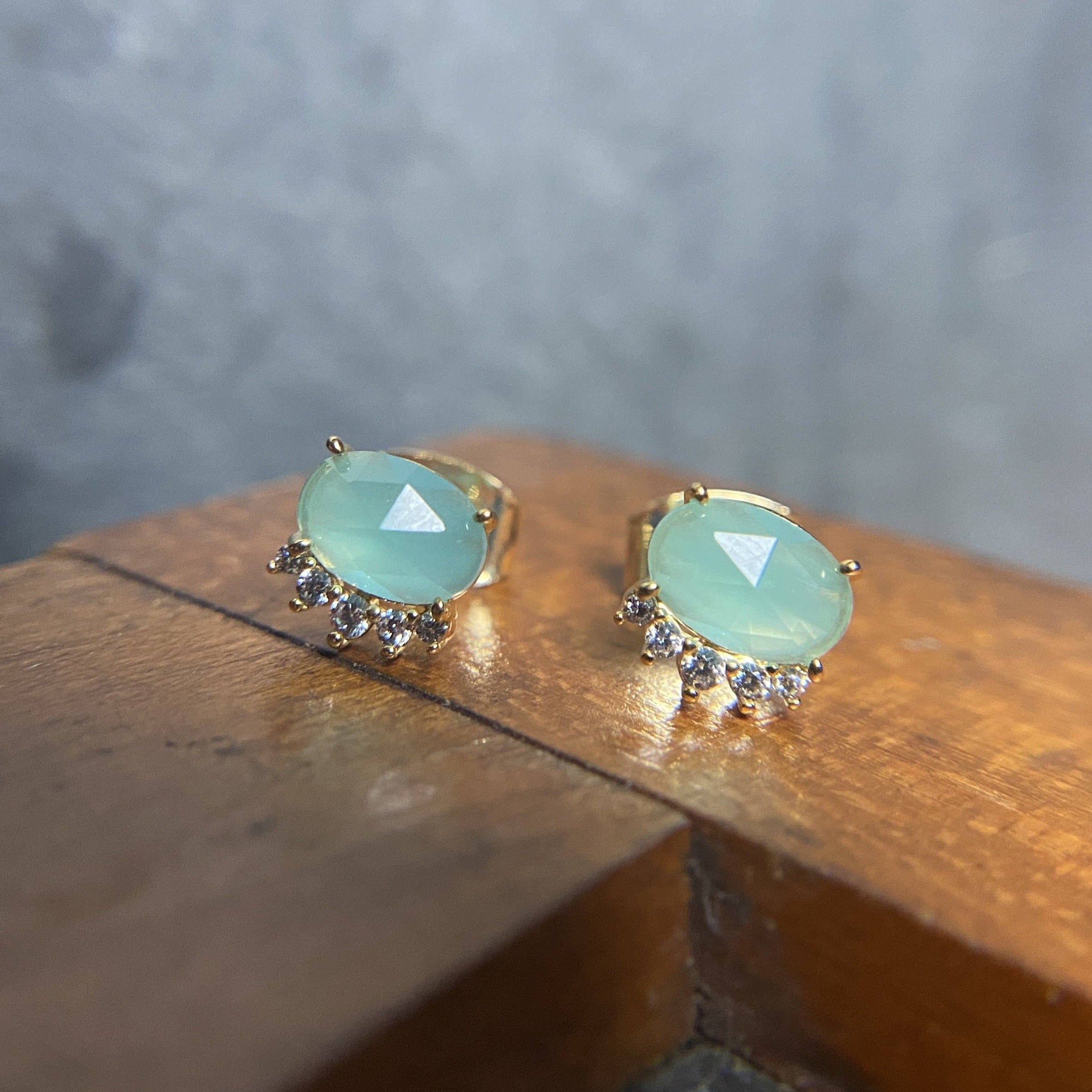 Faceted Oval Mint Studs